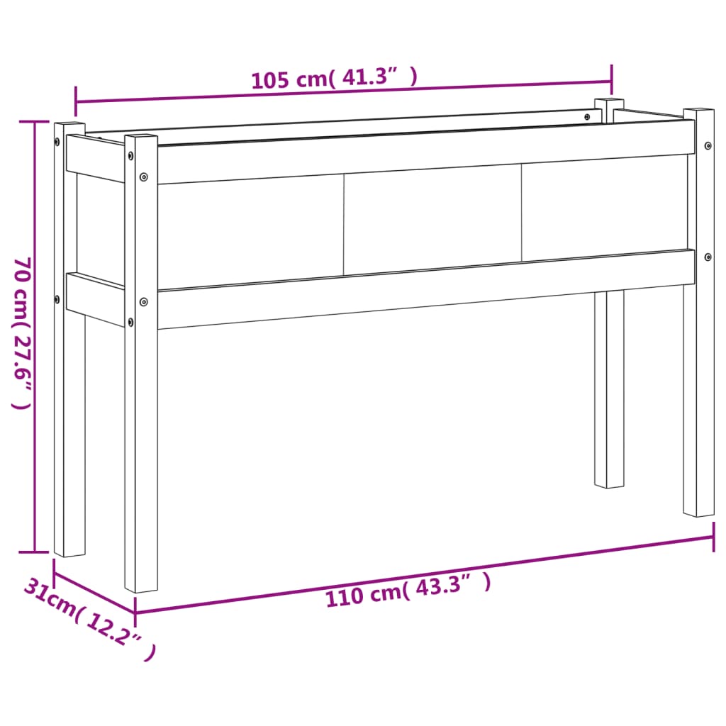 Pflanzkübel mit Beinen 110x31x70 cm Kiefernholz Imprägniert