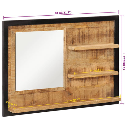 Spiegel mit Ablagen 80x8x55 cm Glas und Massivholz Mango