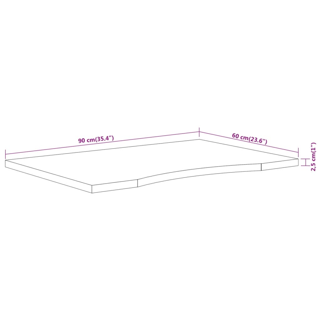 Schreibtischplatte 90x60x2,5 cm Rechteckig Massivholz Akazie