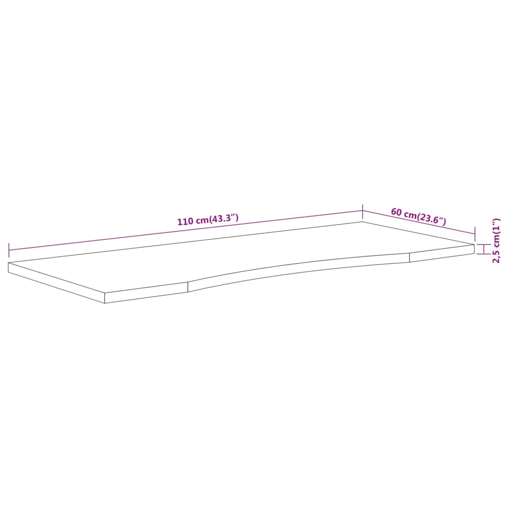 Schreibtischplatte 110x60x2,5 cm Rechteckig Massivholz Akazie