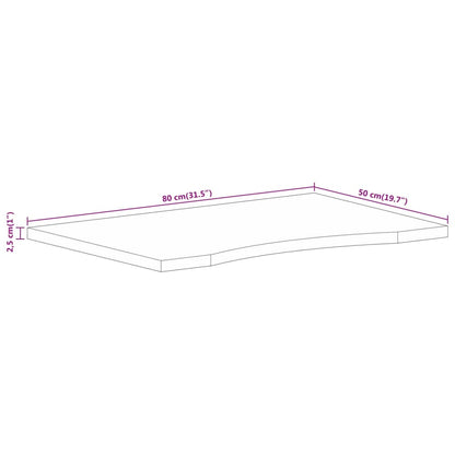 Schreibtischplatte mit Aussparung 80x50x2,5 cm Massivholz Mango