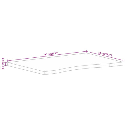 Schreibtischplatte mit Aussparung 90x50x2,5 cm Massivholz Mango