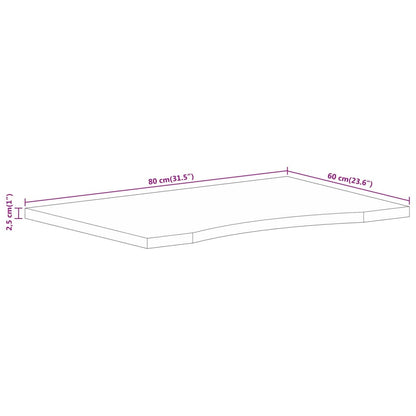 Schreibtischplatte mit Aussparung 80x60x2,5 cm Massivholz Mango