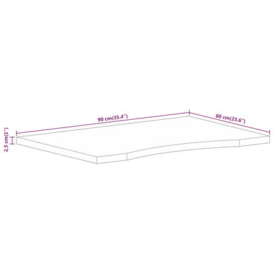 Schreibtischplatte mit Aussparung 90x60x2,5 cm Massivholz Mango