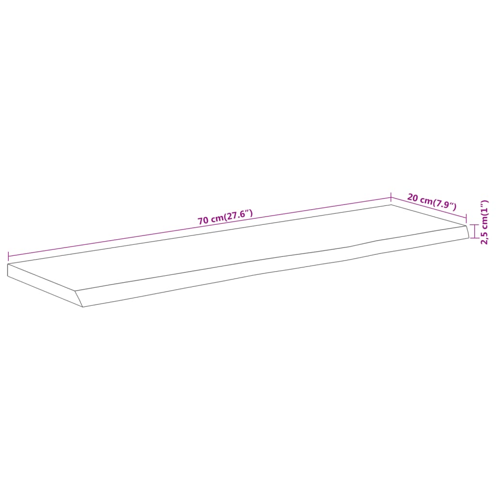 Wandregal 70x20x2,5 cm Rechteckig Massivholz Akazie Baumkante