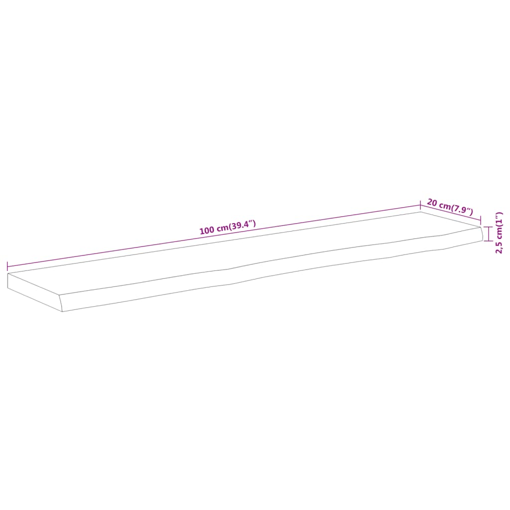 Wandregal 100x20x2,5 cm Rechteckig Massivholz Akazie Baumkante