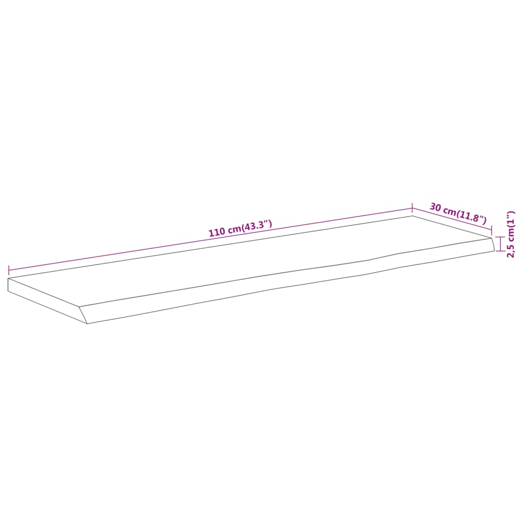 Wandregal 110x30x2,5 cm Rechteckig Massivholz Akazie Baumkante