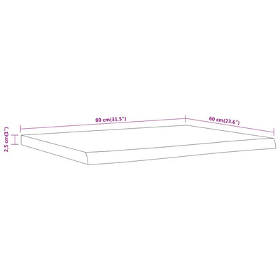 Waschtischplatte 80x60x2,5 cm Rechteckig Massivholz Akazie
