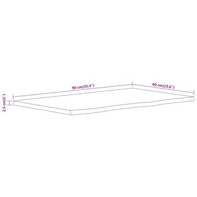 Waschtischplatte 90x60x2,5 cm Rechteckig Massivholz Akazie
