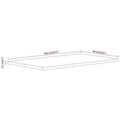Waschtischplatte 100x60x2,5 cm Rechteckig Massivholz Akazie