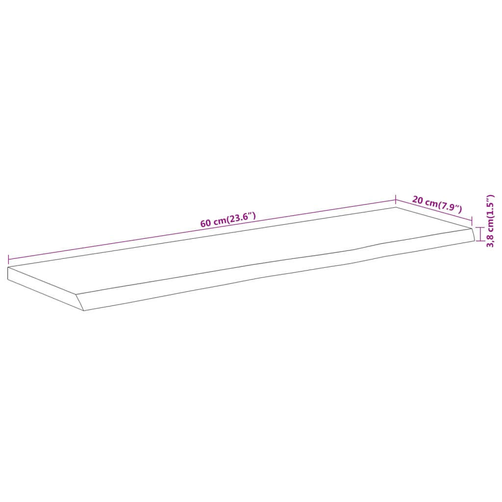 Wandregal 60x20x3,8 cm Rechteckig Massivholz Akazie Baumkante