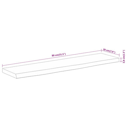 Wandregal 80x20x3,8 cm Rechteckig Massivholz Akazie Baumkante