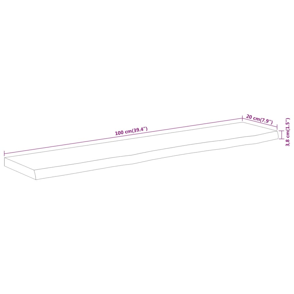 Wandregal 100x20x3,8 cm Rechteckig Massivholz Akazie Baumkante