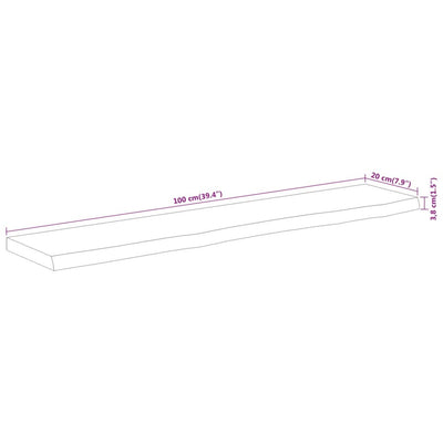 Wandregal 100x20x3,8 cm Rechteckig Massivholz Akazie Baumkante