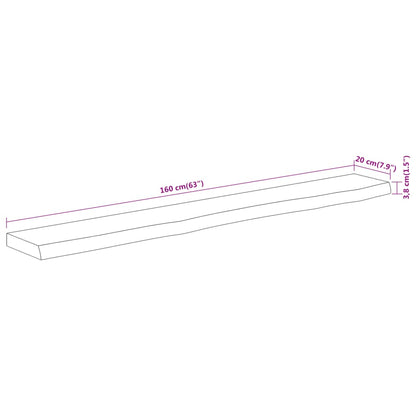 Wandregal 160x20x3,8 cm Rechteckig Massivholz Akazie Baumkante