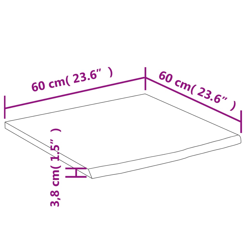 Waschtischplatte 60x60x3,8 cm Quadratisch Massivholz Akazie