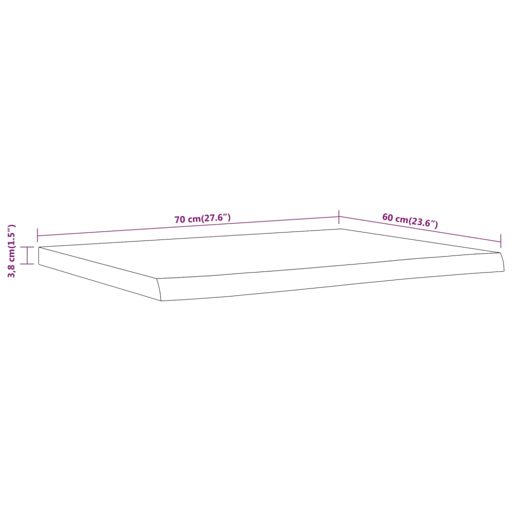Waschtischplatte 70x60x3,8 cm Rechteckig Massivholz Akazie
