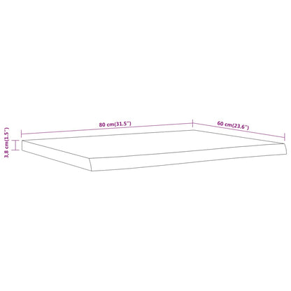 Waschtischplatte 80x60x3,8 cm Rechteckig Massivholz Akazie