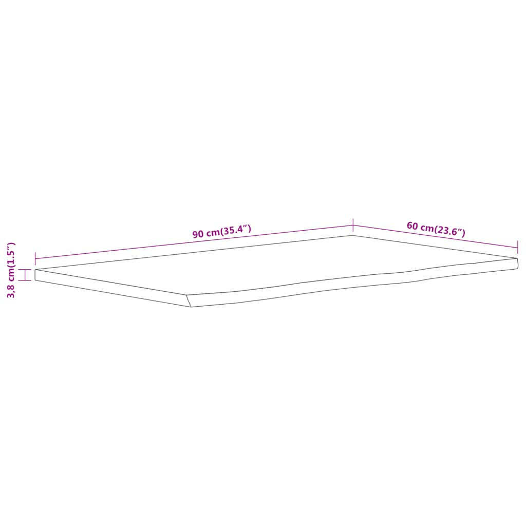 Waschtischplatte 90x60x3,8 cm Rechteckig Massivholz Akazie