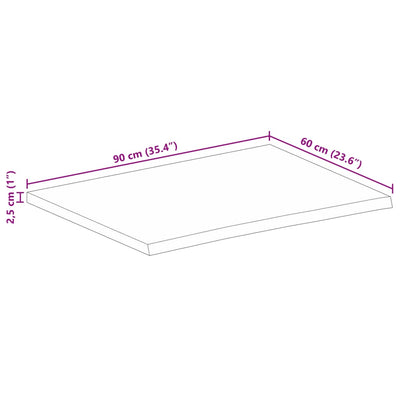 Tischplatte mit Baumkante 90x60x2,5 cm Massivholz Mango