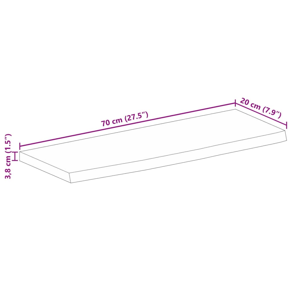 Tischplatte mit Baumkante 70x20x3,8 cm Massivholz Mango