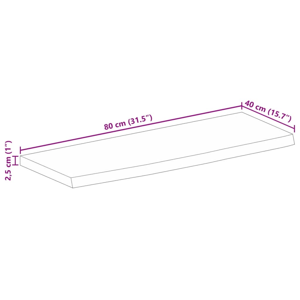 Tischplatte mit Baumkante 80x40x2,5 cm Massivholz Mango