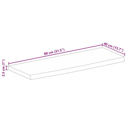 Tischplatte mit Baumkante 80x40x2,5 cm Massivholz Mango