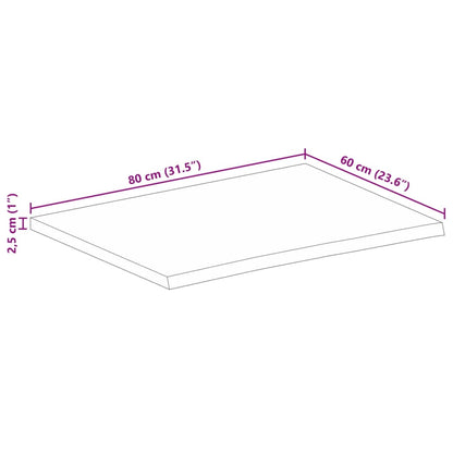 Tischplatte mit Baumkante 80x60x2,5 cm Massivholz Mango