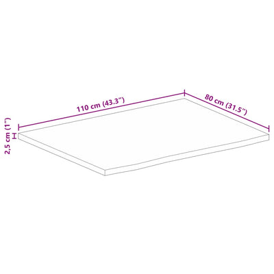 Tischplatte mit Baumkante 110x80x2,5 cm Massivholz Mango