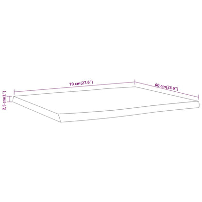 Tischplatte 70x60x2,5cm Rechteckig Massivholz Akazie Naturkante