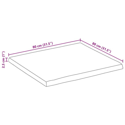 Tischplatte 80x80x2,5cm Quadratisch Massivholz Akazie Baumkante