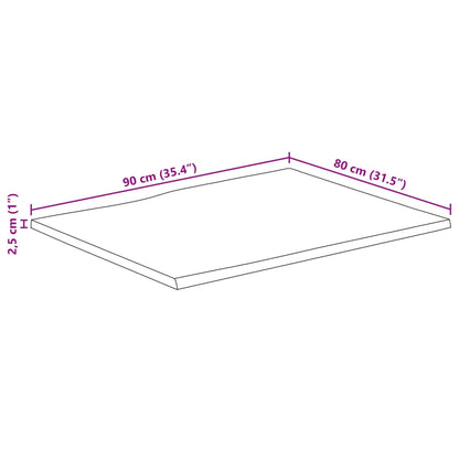 Tischplatte 90x80x2,5cm Rechteckig Massivholz Akazie Baumkante