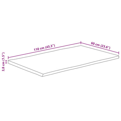 Tischplatte 110x60x3,8cm Rechteckig Massivholz Akazie Baumkante