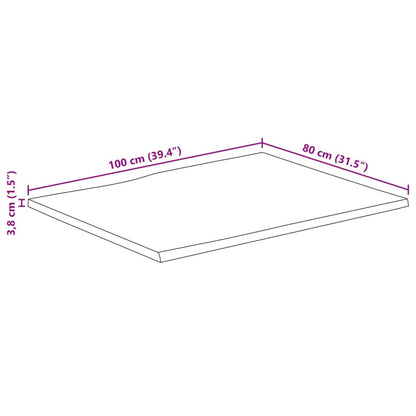 Tischplatte 100x80x3,8cm Rechteckig Massivholz Akazie Baumkante