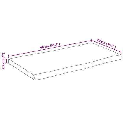 Tischplatte mit Baumkante 90x40x2,5 cm Raues Mango Massivholz