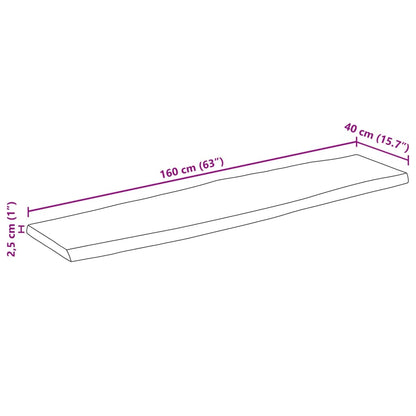 Tischplatte mit Baumkante 160x40x2,5 cm Raues Mango Massivholz