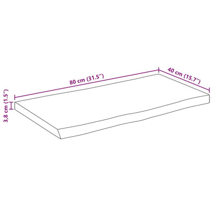 Tischplatte mit Baumkante 80x40x3,8 cm Raues Mango Massivholz