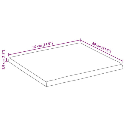 Tischplatte mit Baumkante 80x80x3,8 cm Raues Mango Massivholz