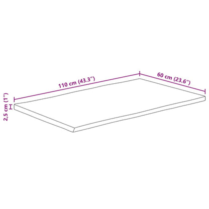 Tischplatte mit Baumkante 110x60x2,5 cm Massivholz Mango