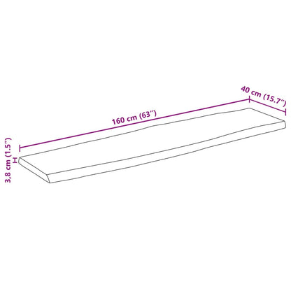 Tischplatte mit Baumkante 160x40x3,8 cm Massivholz Mango