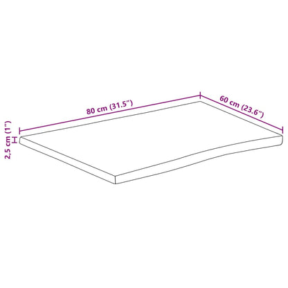 Tischplatte mit Baumkante 80x60x2,5 cm Massivholz Mango