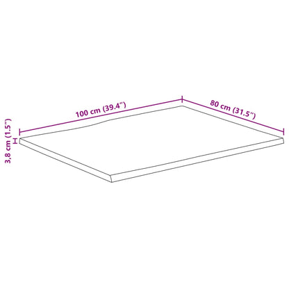 Tischplatte mit Baumkante 100x80x3,8 cm Massivholz Mango