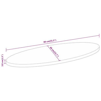 Tischplatte 80x40x3,8 cm Oval Massivholz Mango