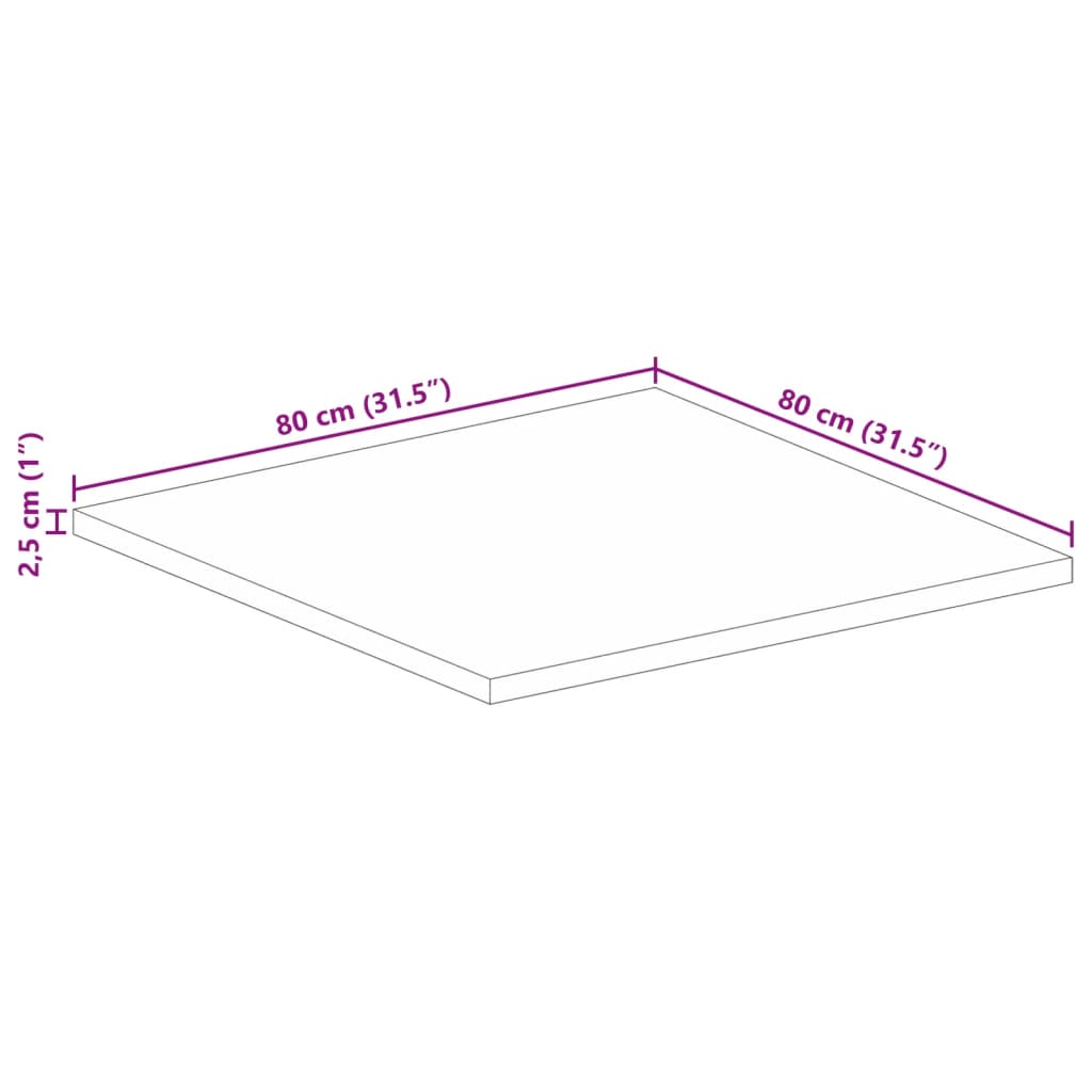 Tischplatte 80x80x2,5 cm Quadratisch Massivholz Akazie