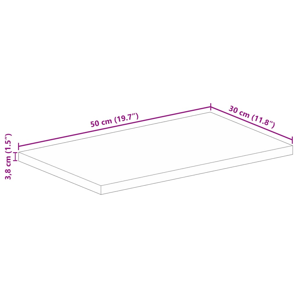 Tischplatte 50x30x3,8 cm Rechteckig Massivholz Akazie