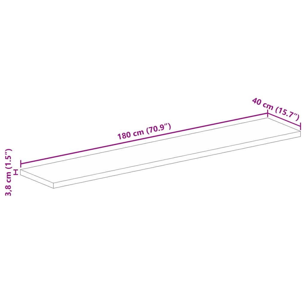 Tischplatte 180x40x3,8 cm Rechteckig Massivholz Akazie