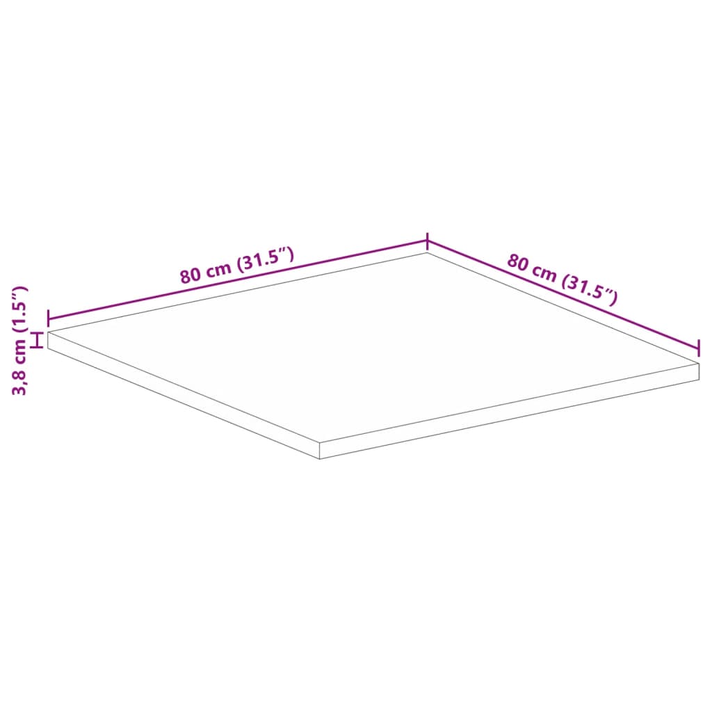 Tischplatte 80x80x3,8 cm Quadratisch Massivholz Akazie