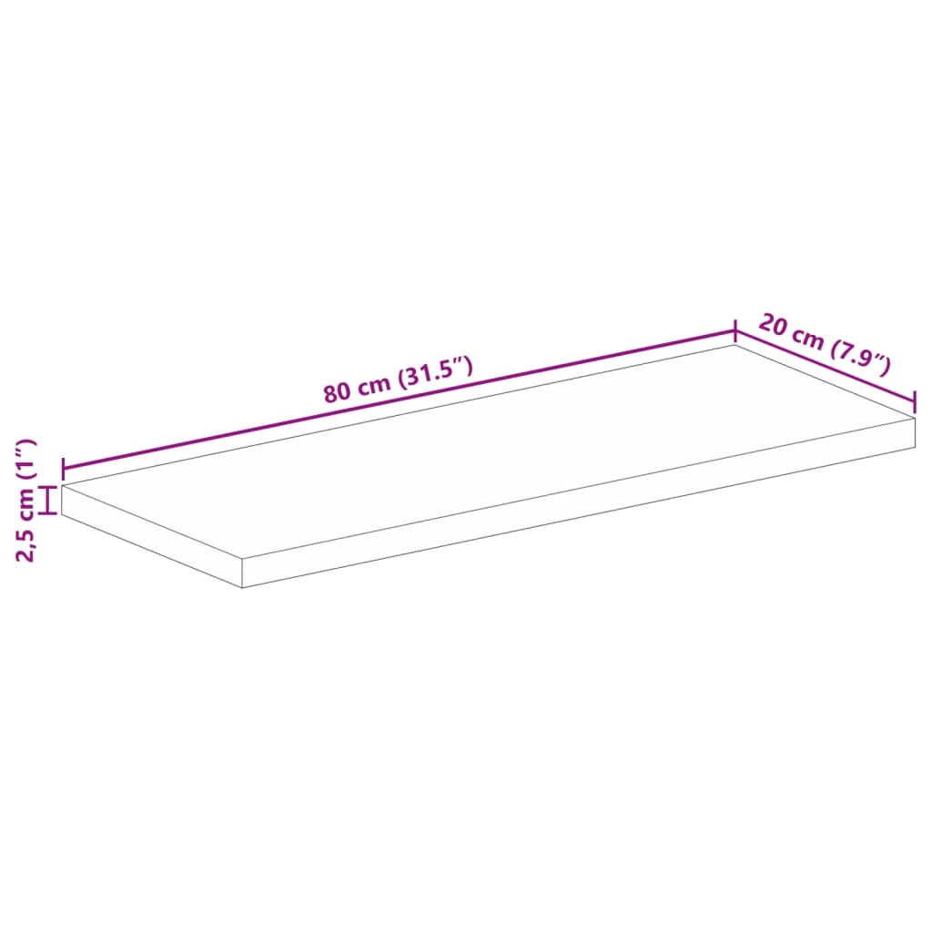 Tischplatte 80x20x2,5 cm Rechteckig Altholz Massiv