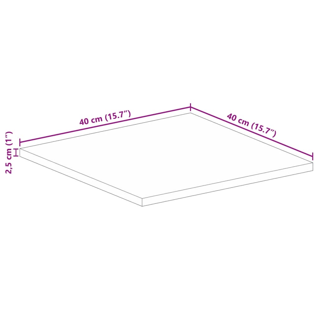 Tischplatte 40x40x2,5 cm Quadratisch Altholz Massiv