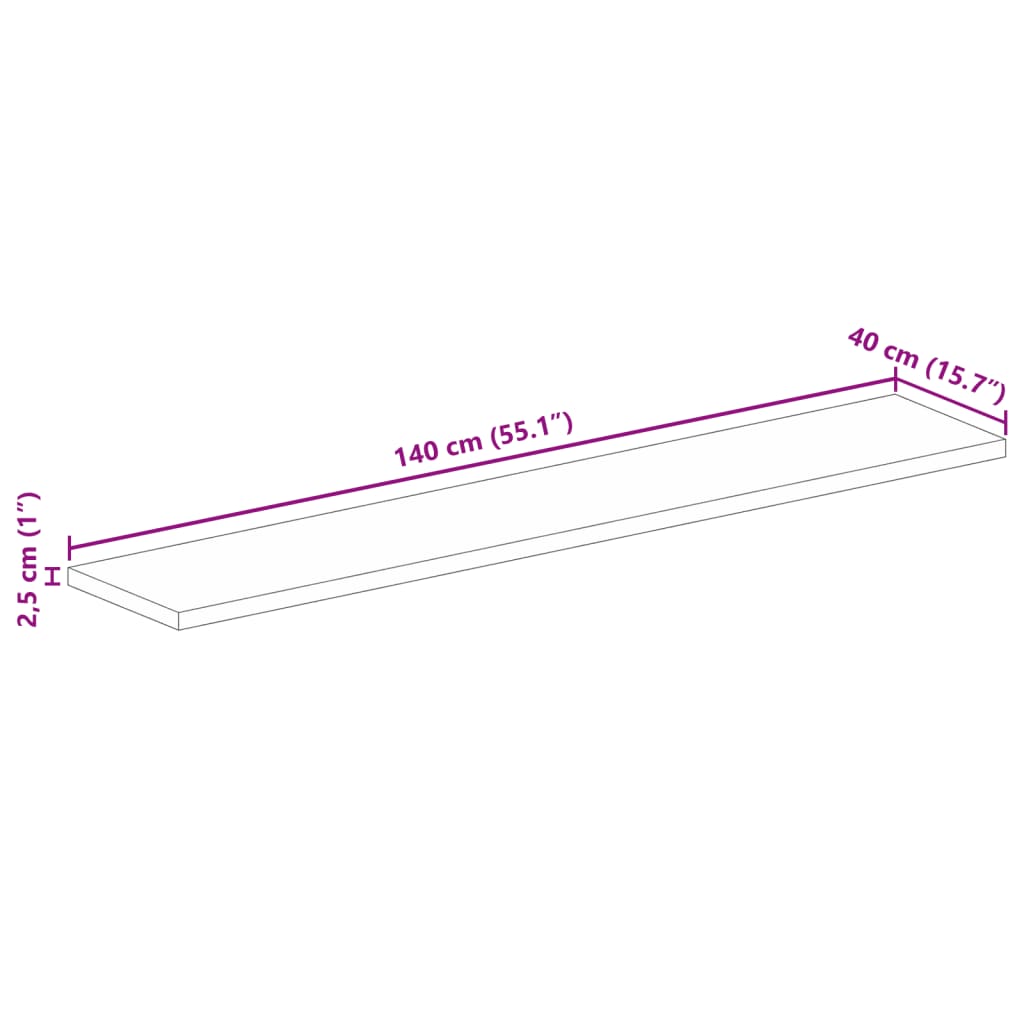 Tischplatte 140x40x2,5 cm Rechteckig Altholz Massiv